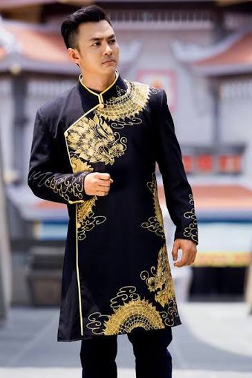 Vietnamese Black Golden Attires